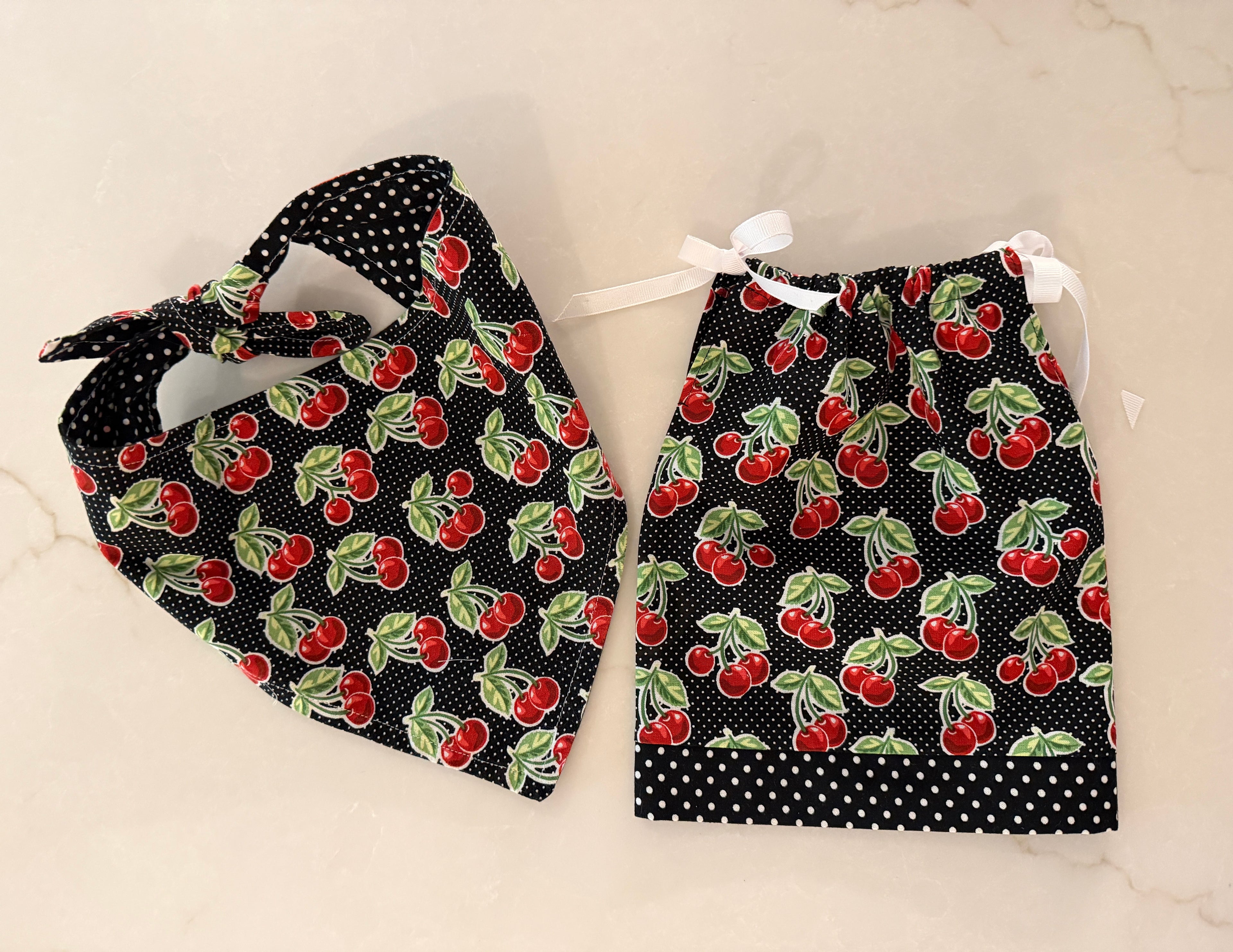 Bowl of Cherries Matching Set (Large Dog Bandanna and Doll Dress)