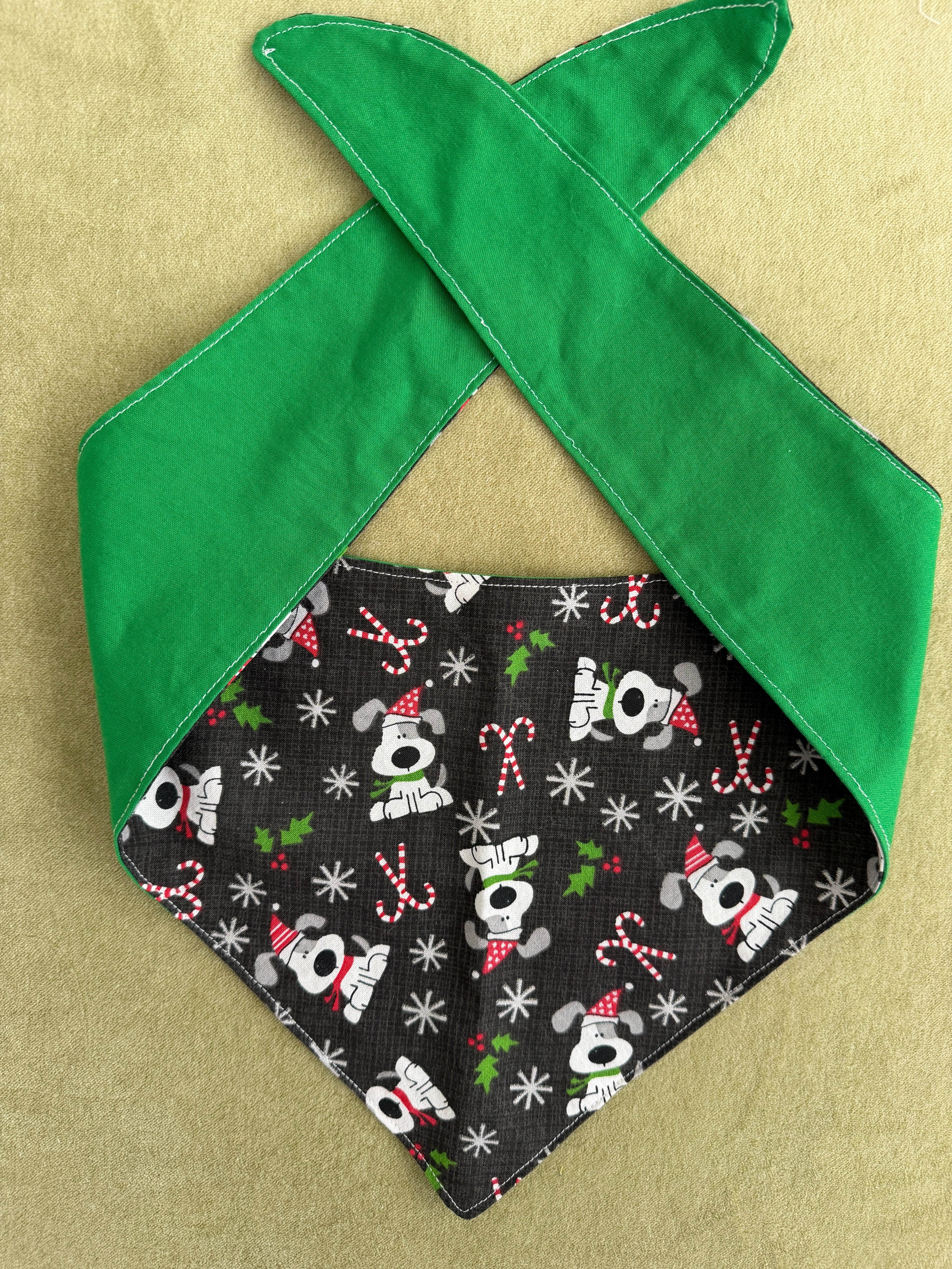 Christmas Pup with Holly Green SMALL & LARGE AVAILABLE